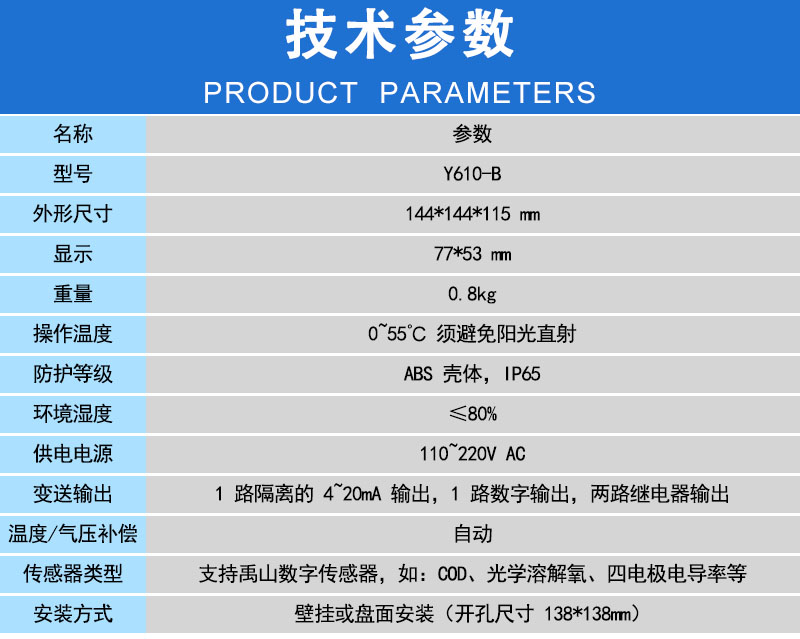 禹山变送器参数