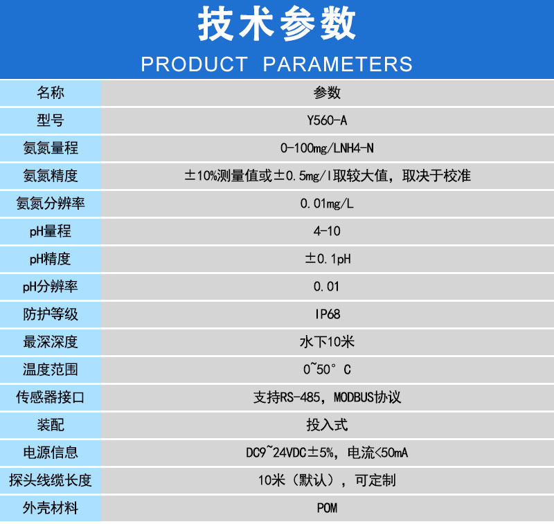 氨氮传感器参数