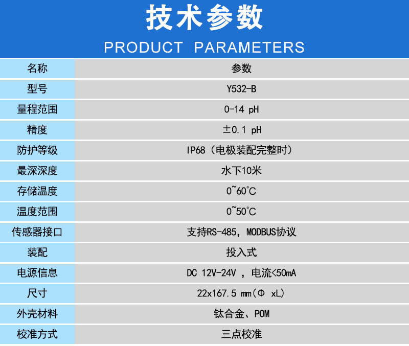 pH传感器参数