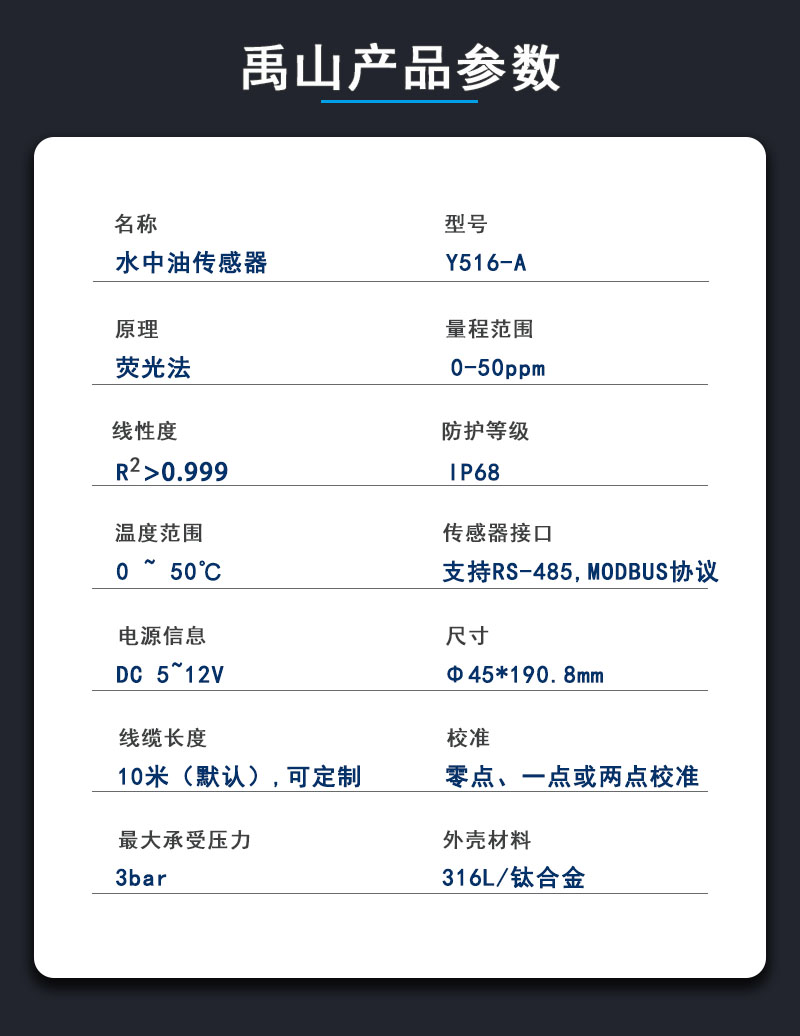 水中油传感器参数